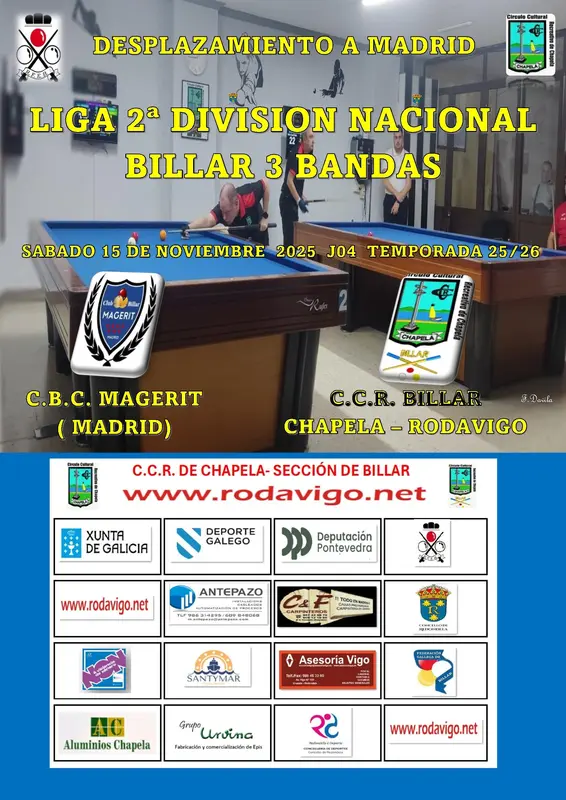 Liga Nacional De 2 División De Billar 3 Bandas Cartel